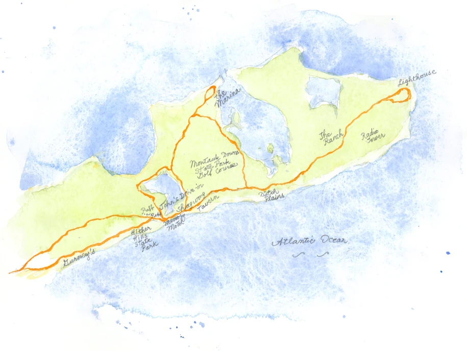 montauk map watercolor